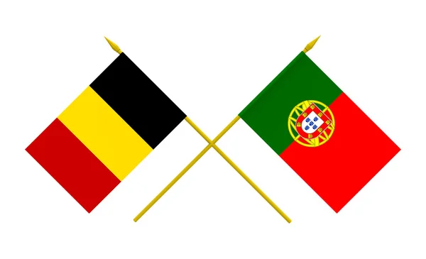 Bandeiras, Bélgica e Portugal — Fotografia de Stock
