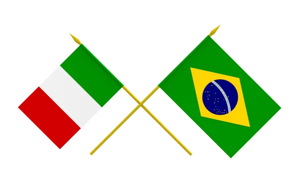 Bayraklar, Brezilya ve İtalya — Stok fotoğraf
