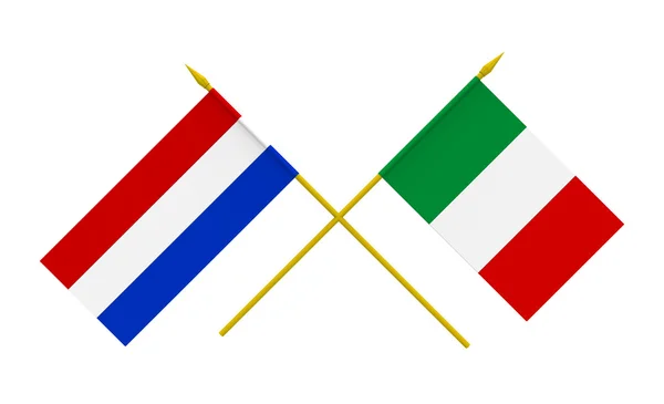 Bayraklar, Hollanda ve İtalya — Stok fotoğraf