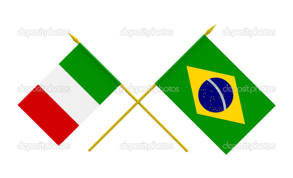 Bandeiras, Brasil e Itália — Fotografias