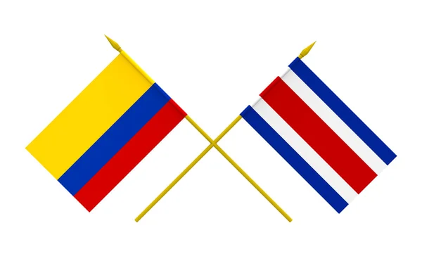 Flaggor, colombia och costa rica — Stockfoto