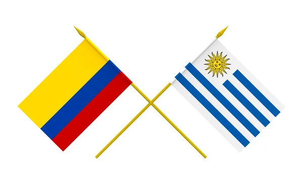 Flags, Colombia and Uruguay — Stock Photo, Image