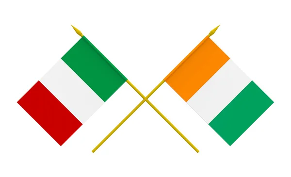 Σημαίες, την Ιταλία και την Ακτή Ελεφαντοστού — Φωτογραφία Αρχείου