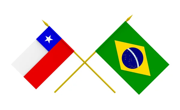 Drapeaux, Brésil et Chili — Photo