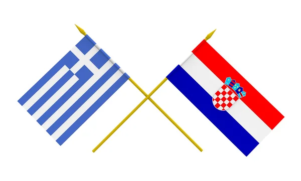 Bandeiras, Croácia e Grécia — Fotografia de Stock