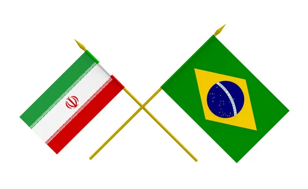 Banderas, Irán y Brasil — Foto de Stock