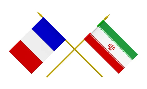 Drapeaux, France et Iran — Photo