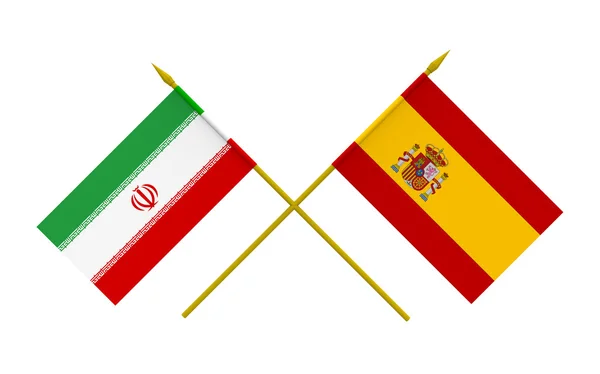Flaggen, iran und spanien — Stockfoto