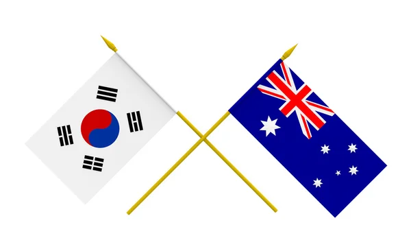 Flaggor, Australien och Sydkorea — Stockfoto