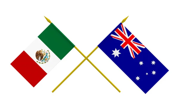 Bayraklar, Meksika ve Avustralya — Stok fotoğraf