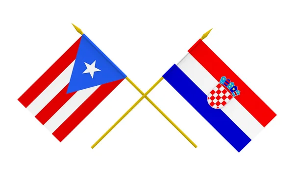 旗帜、 克罗地亚和波多黎各 — 图库照片