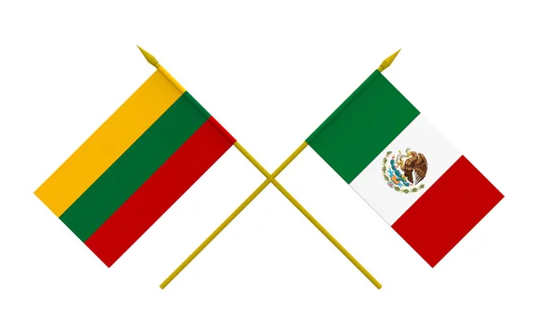 Bayraklar, Litvanya ve Meksika — Stok fotoğraf