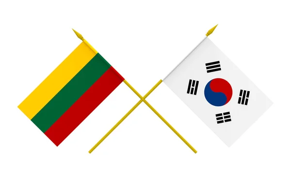 Flags, Republic of Korea and Lithuania — Stock Photo, Image
