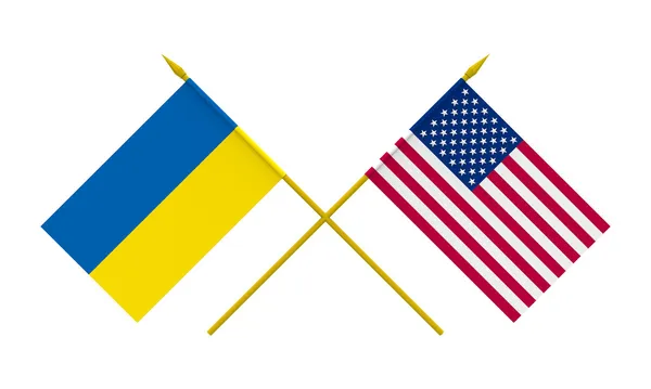 Drapeaux, États-Unis et Ukraine — Photo