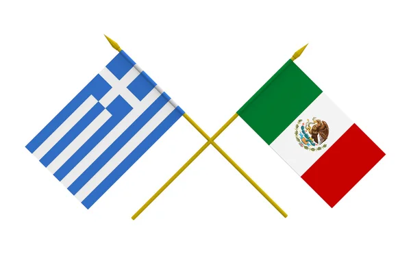 Bayraklar, Meksika ve Yunanistan — Stok fotoğraf