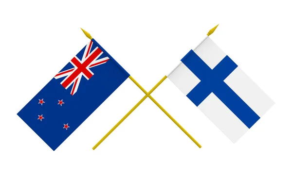 Bayraklar, Finlandiya ve Yeni Zelanda — Stok fotoğraf