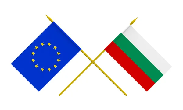 Drapeaux, Bulgarie et Union européenne — Photo