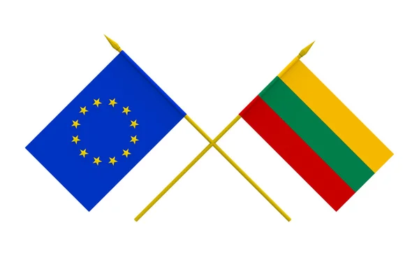 Flags, Lithuania and European Union — Stock Photo, Image