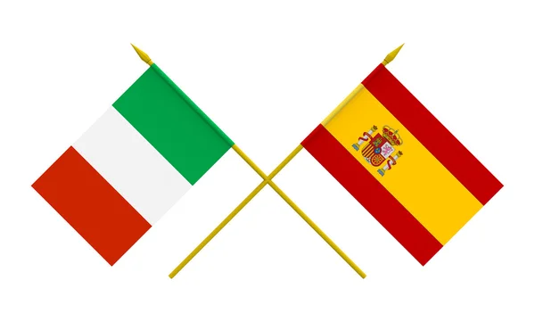Bayraklar, İtalya ve İspanya — Stok fotoğraf
