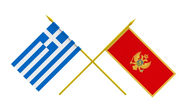 Banderas, Montenegro y Grecia — Foto de Stock