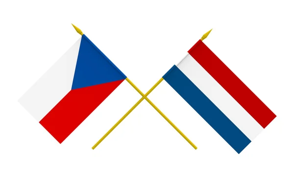 Прапори, Чеській Республіці та Нідерландах — стокове фото