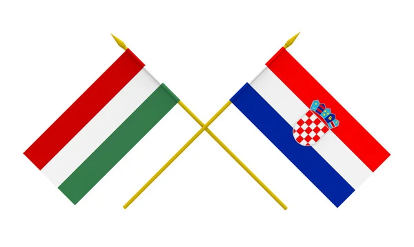 Drapeaux, Hongrie et Croatie — Photo