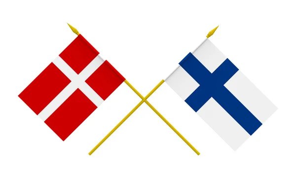 Bandeiras, Dinamarca e Finlândia — Fotografia de Stock