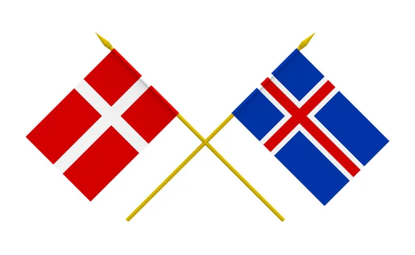 Drapeaux, Danemark et Islande — Photo