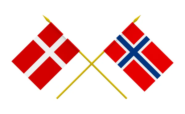 Flaggen, Dänemark und Norwegen — Stockfoto