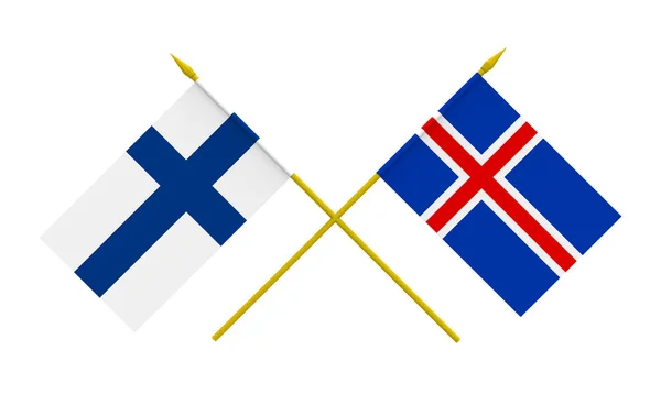 Vlajky, Finsku a na Islandu — Stock fotografie