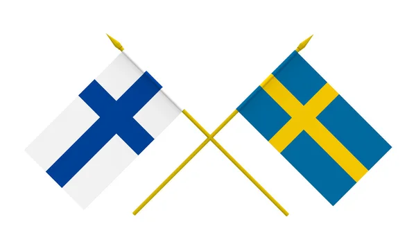 Vlaggen, finland en Zweden — Stockfoto