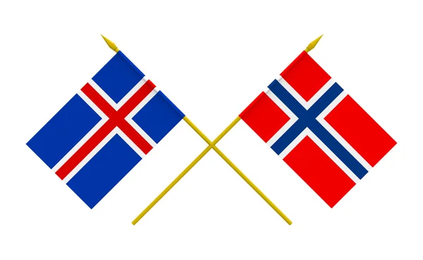 Banderas, Islandia y Noruega — Foto de Stock