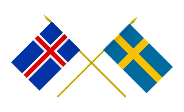 Flags, Iceland and Sweden — Stock Photo, Image