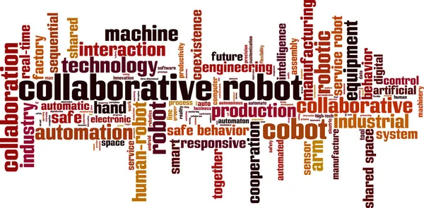 Concepto Nube Palabras Robot Colaborativo Collage Hecho Palabras Sobre Robot — Vector de stock