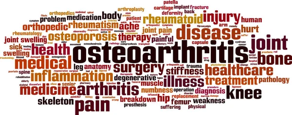 Concept Nuage Mot Arthrose Collage Composé Mots Sur Arthrose Illustration — Image vectorielle