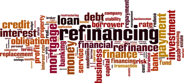 Refinanszírozó Szó Felhő Koncepció Kollázs Refinanszírozásról Vektorillusztráció — Stock Vector