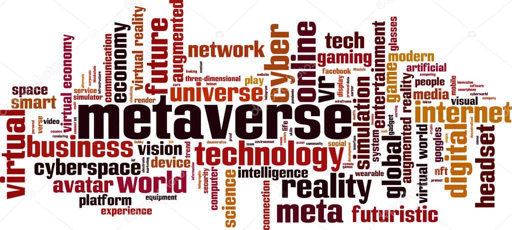 Metaverse word cloud concept. Collage made of words about metaverse. Vector illustration