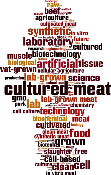 Concepto Nube Palabras Carne Cultivada Collage Hecho Palabras Sobre Carne — Archivo Imágenes Vectoriales