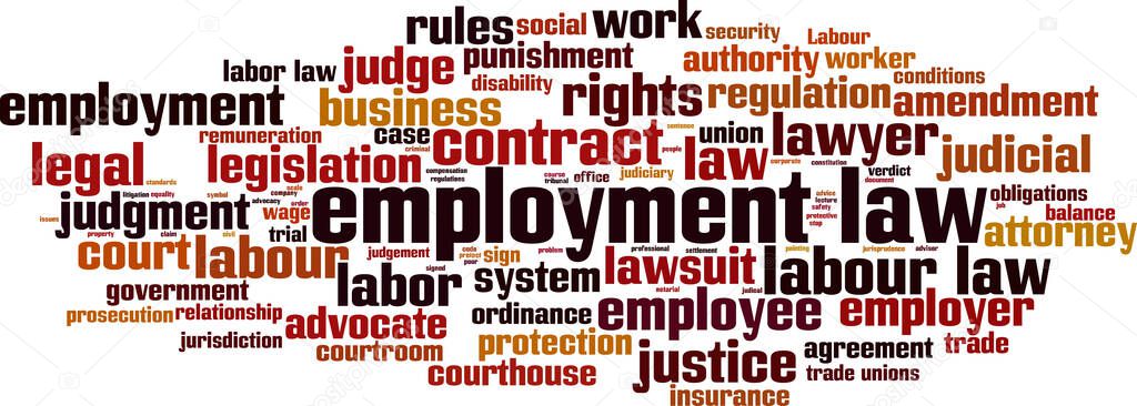 Employment law word cloud concept. Collage made of words about employment law. Vector illustration