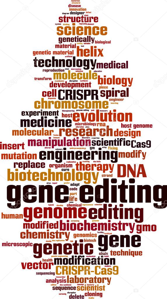 Gene editing word cloud concept. Collage made of words about gene editing. Vector illustration