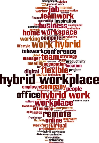Hybrid Workplace Word Cloud Concept Collage Made Words Hybrid Workplace — Stock Vector
