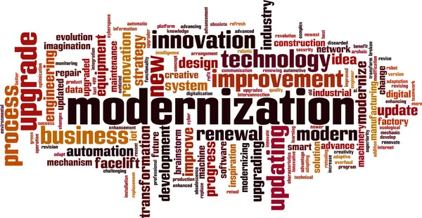 Modernização Conceito Nuvem Palavras Colagem Feita Palavras Sobre Modernização Ilustração —  Vetores de Stock