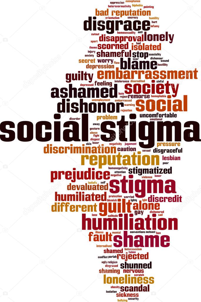 Social stigma word cloud concept. Collage made of words about social stigma. Vector illustration Vector illustration