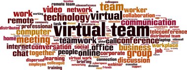 Virtual team word cloud concept. Collage made of words about virtual team. Vector illustration 