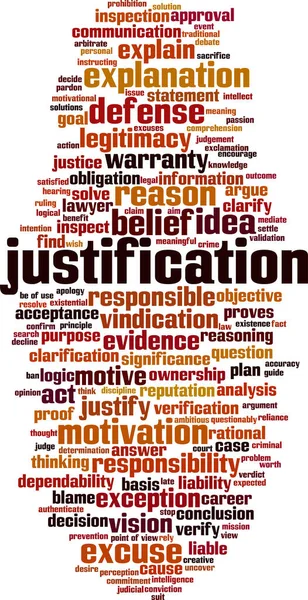 Justification Word Cloud Concept Collage Made Words Justification Vector Illustration — Stockvektor