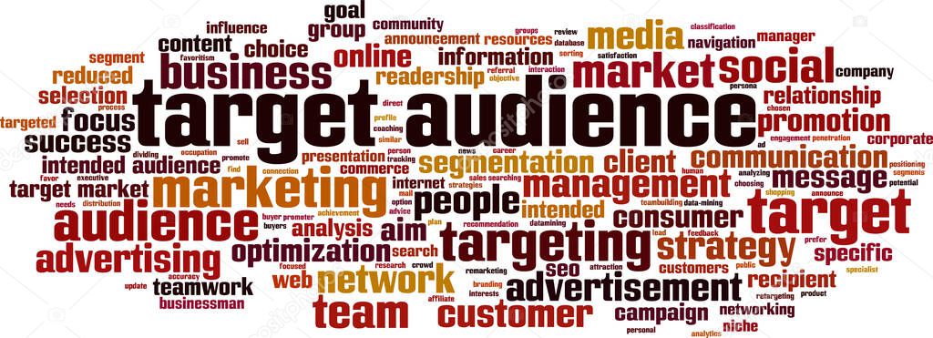 Target audience word cloud concept. Collage made of words about target audience. Vector illustration