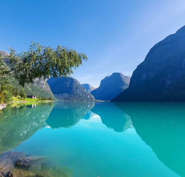 Jezero v Norsku — Stock fotografie