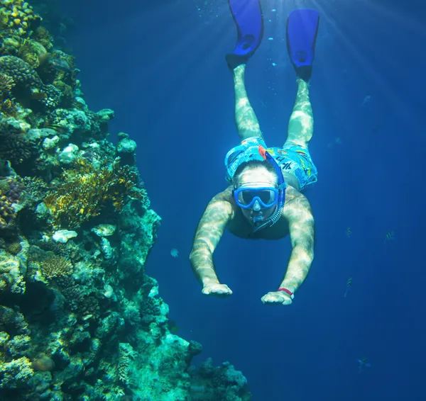 Snorkelen man — Stockfoto