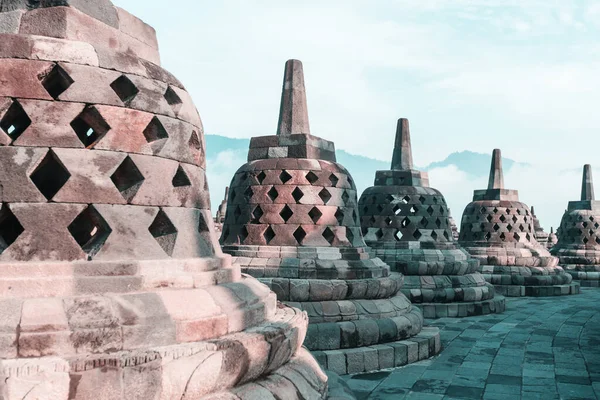 Famous Borobudur Temple Ιάβα Ινδονησία — Φωτογραφία Αρχείου