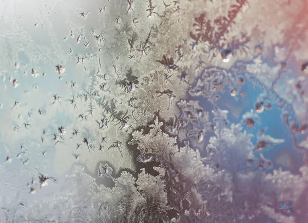 冷凍窓だ 冷凍窓の結晶 クリスマスの背景 — ストック写真